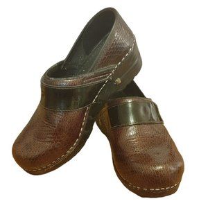 Koi By Sanita Brown Snake Print Professional Clogs Nurse Shoes Eur 37 US 6.5